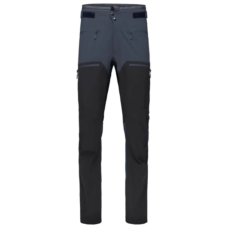 Two-tone gray and black pants on a white background