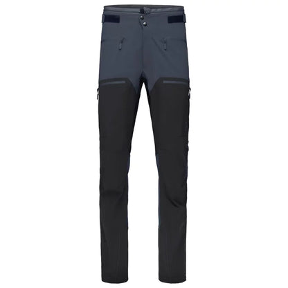 Two-tone gray and black pants on a white background