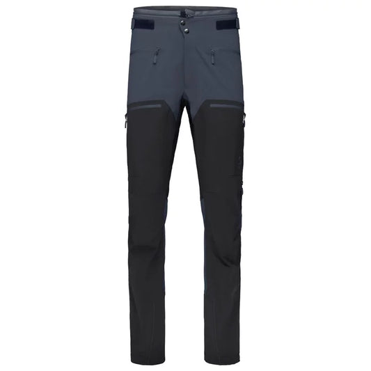 Two-tone gray and black pants on a white background