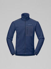 Load image into Gallery viewer, Blue fleece jacket on a gray background
