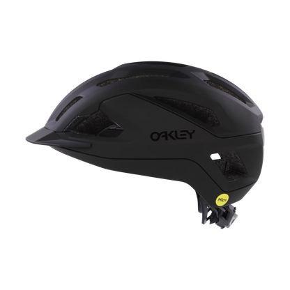Black Oakley helmet on a white background