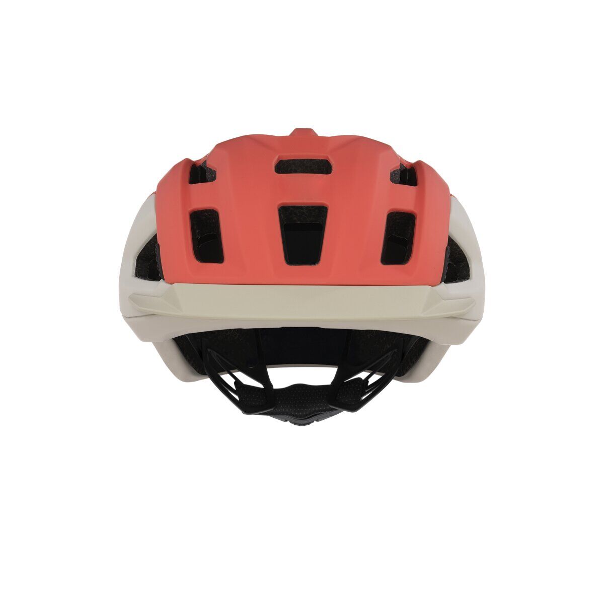 Red and beige helmet on a white background