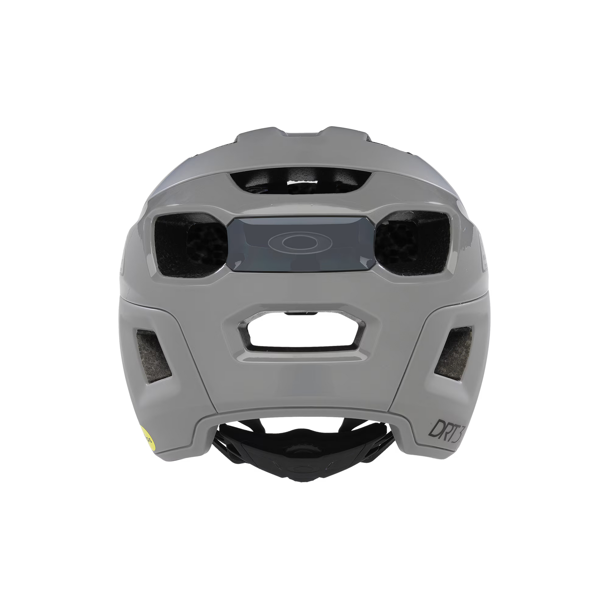 Gray helmet with brand logo on a white background