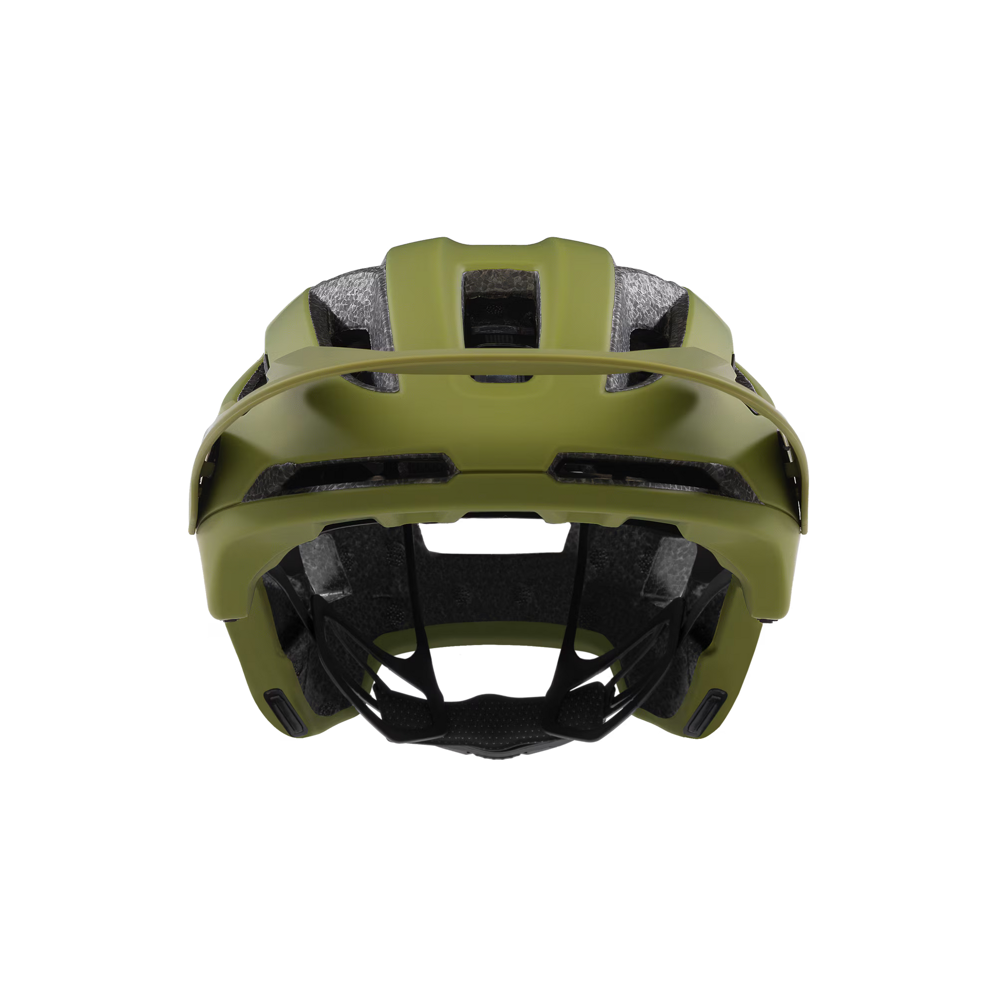 Green helmet with black interior on a white background