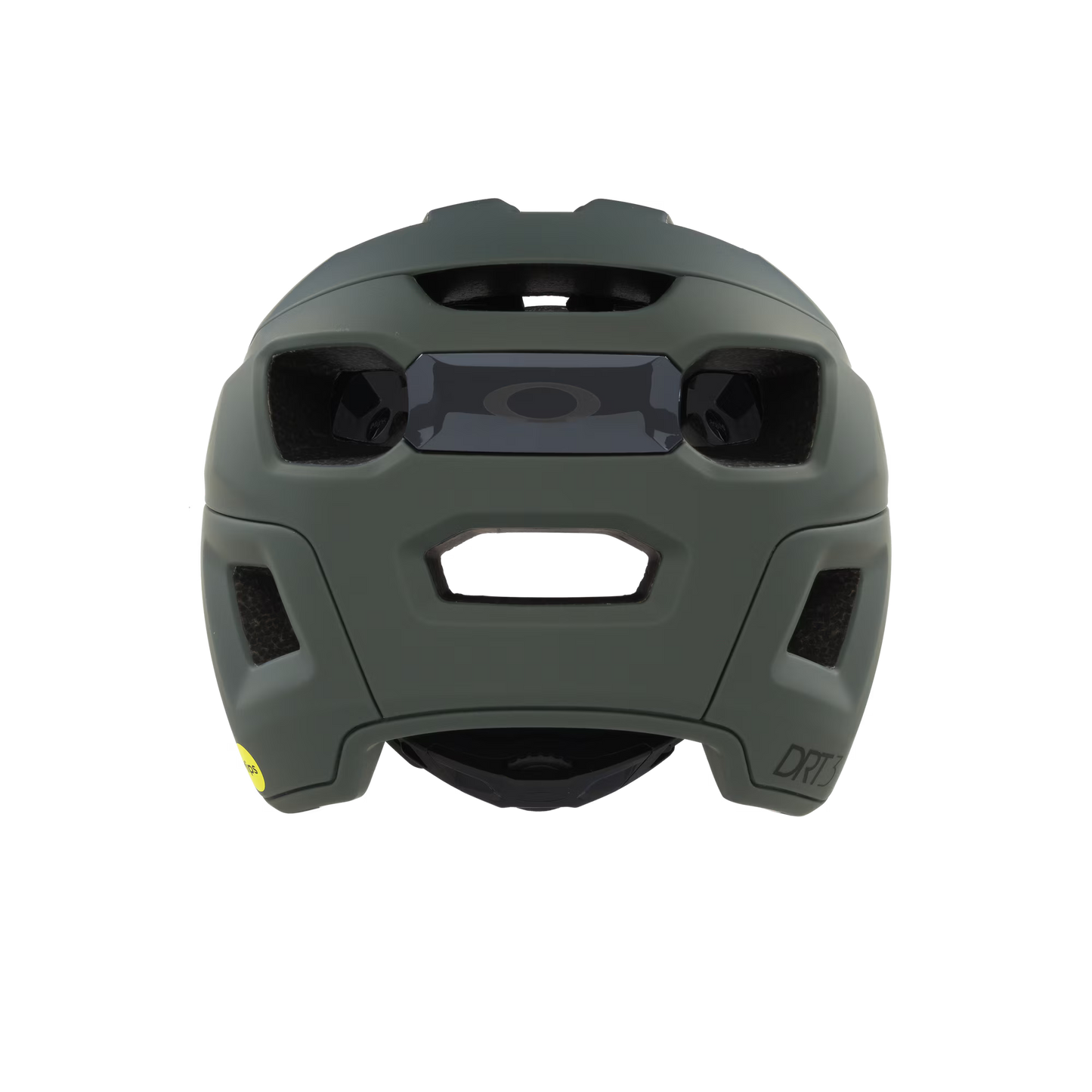 Dark gray helmet with visible branding on a white background