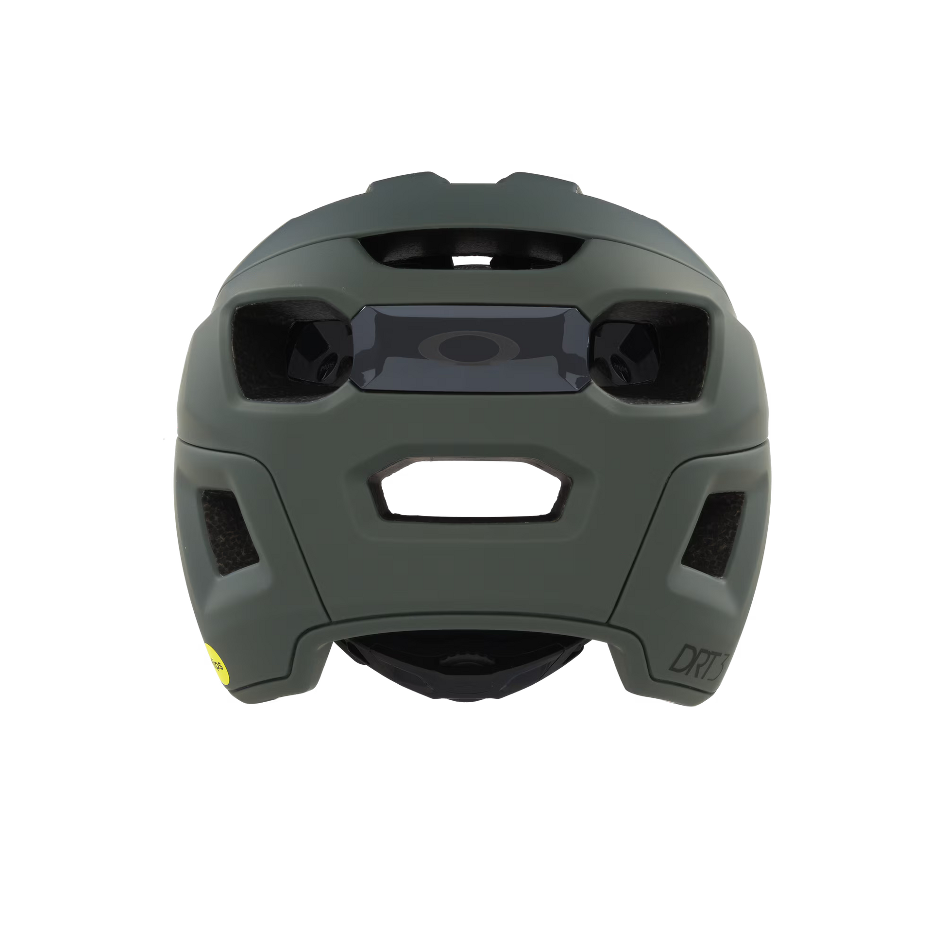 Dark gray helmet with visible branding on a white background