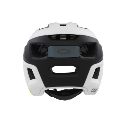 Black and white helmet with 'OAKLEY' branding on a white background