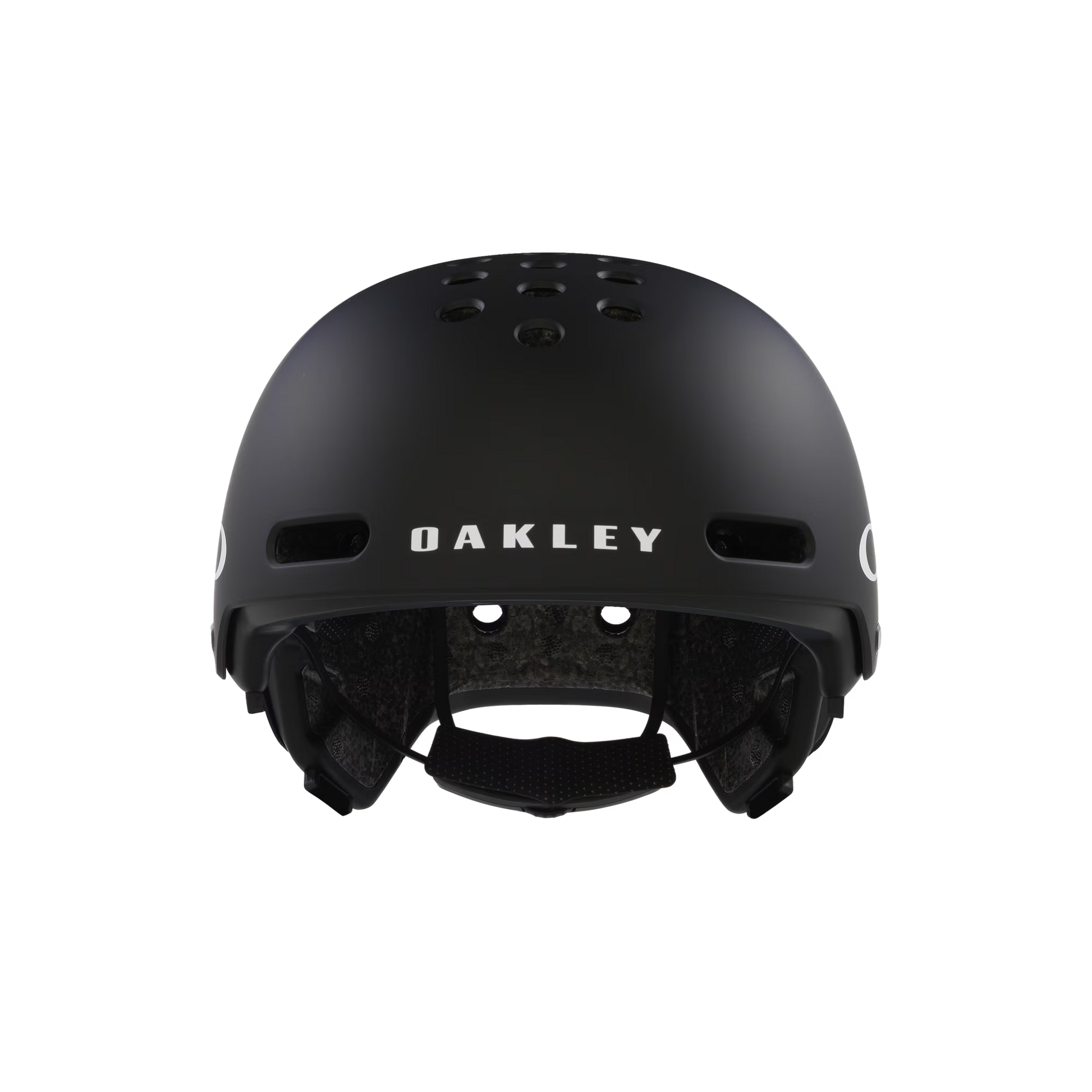 Black Oakley helmet on a transparent background