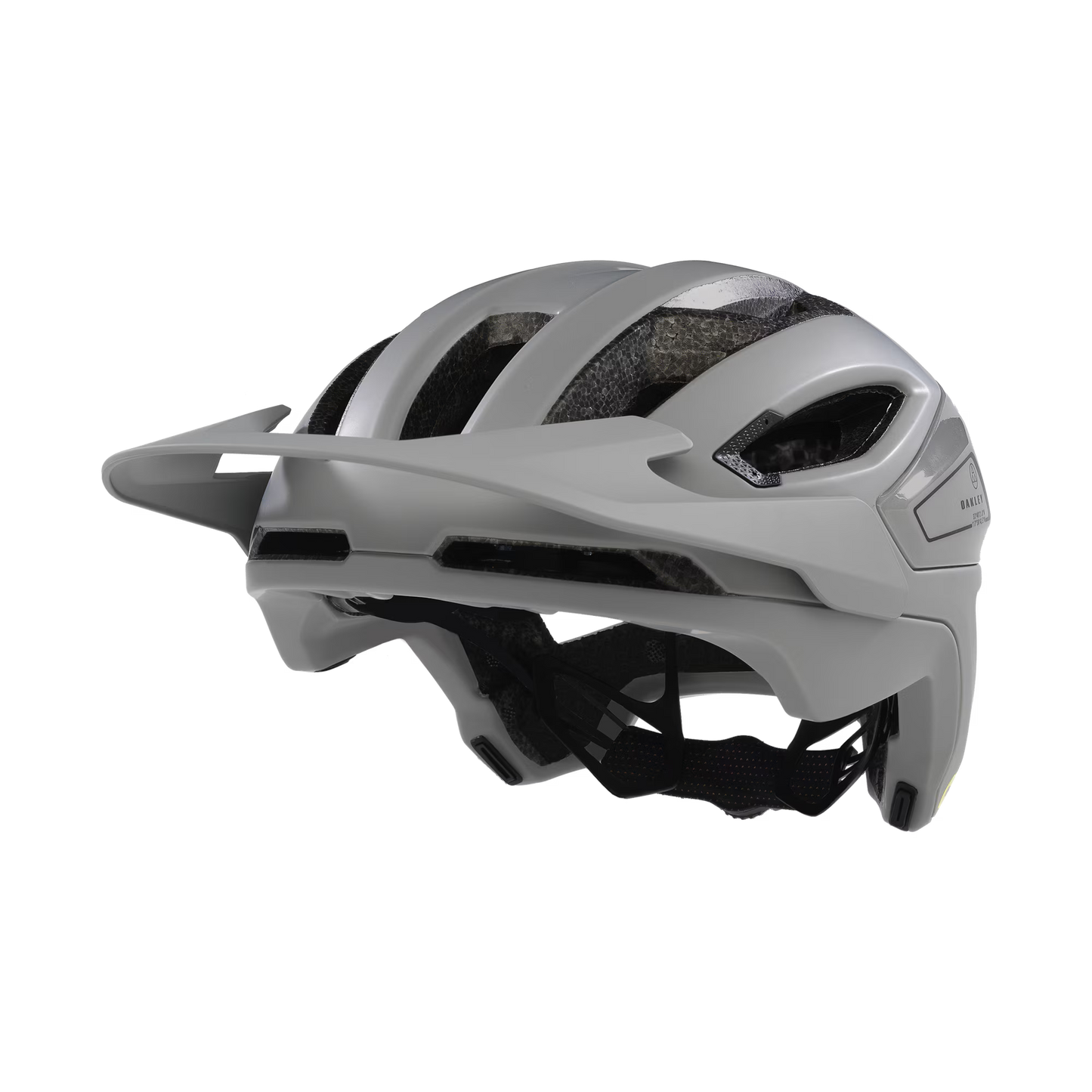 White helmet with black interior on a white background