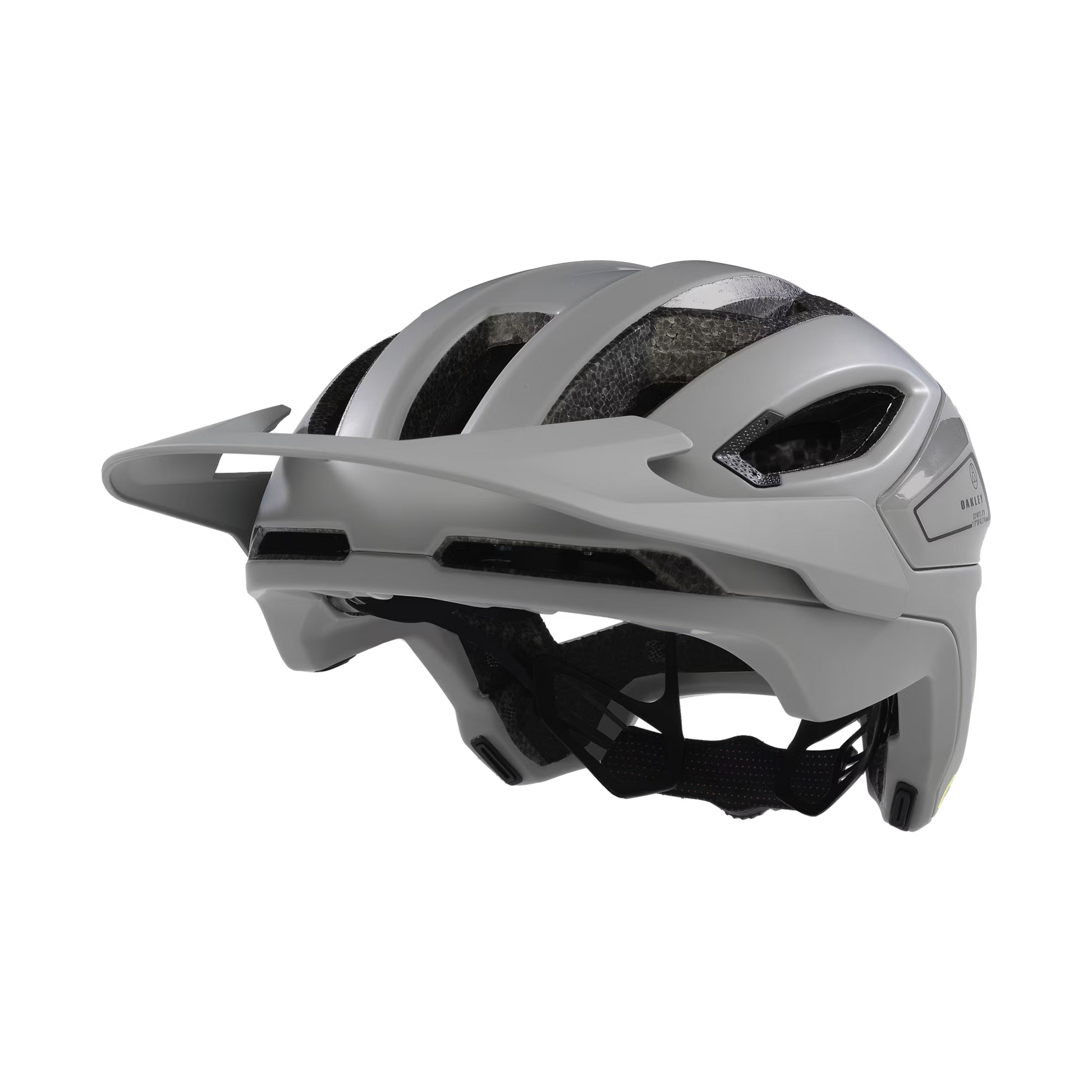 White helmet with black interior on a white background