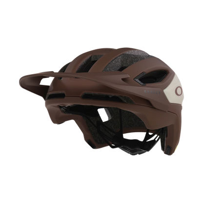 Brown helmet with a visible brand logo on a white background
