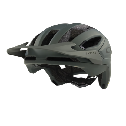 Gray helmet with 'Oakley' branding on a white background