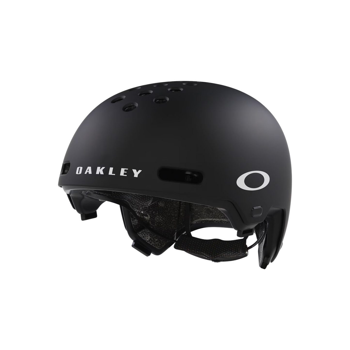 Black Oakley helmet on a white background