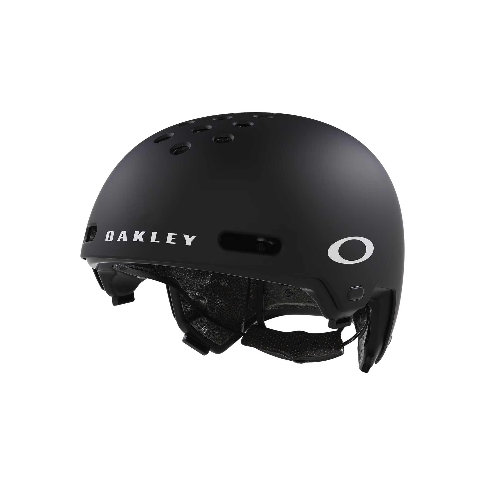 Black Oakley helmet on a white background