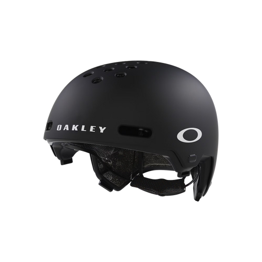 Black Oakley helmet on a white background