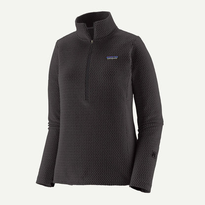Black fleece pullover with a brand logo on a white background