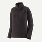 Black fleece pullover with a brand logo on a white background