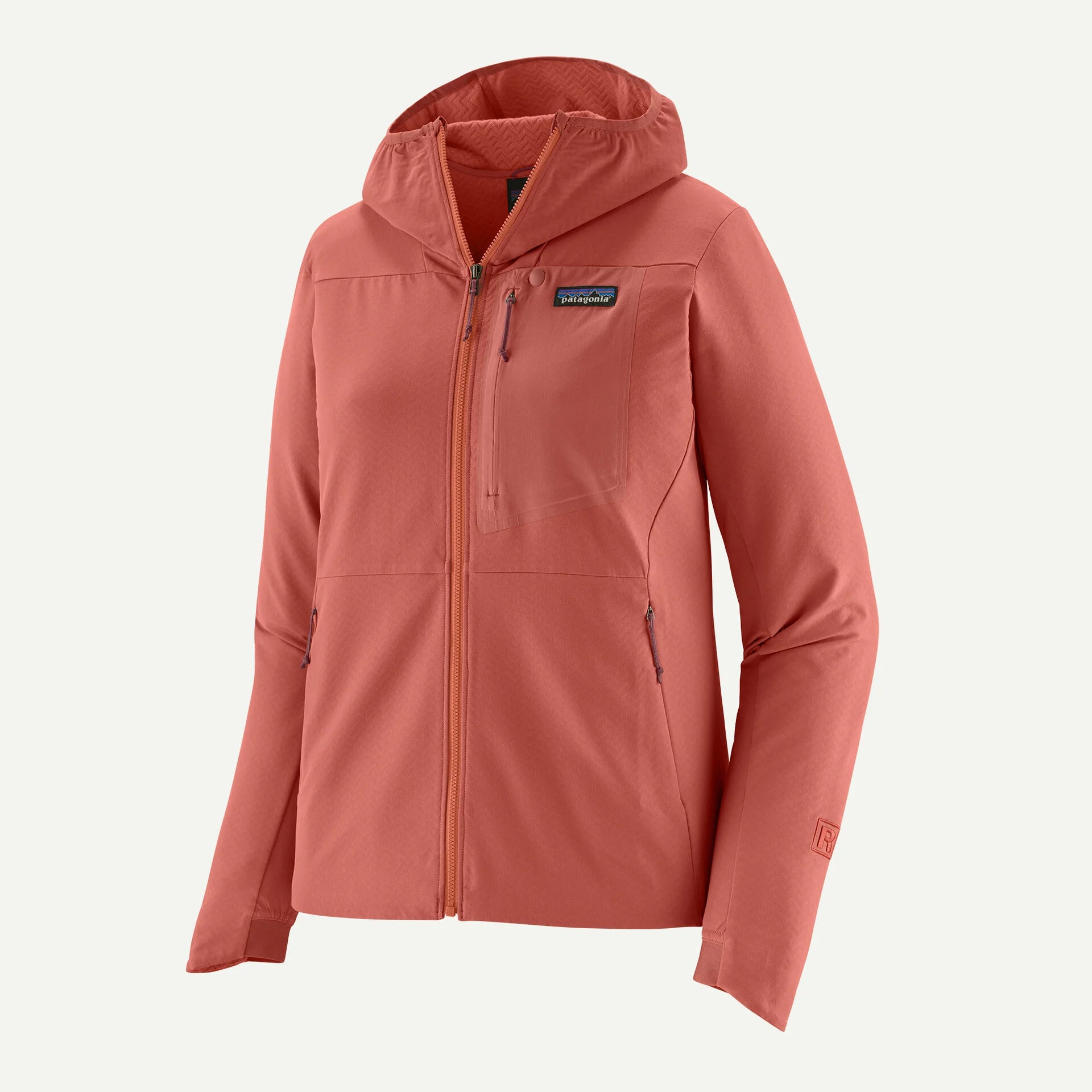 Pink jacket with a brand logo on a white background
