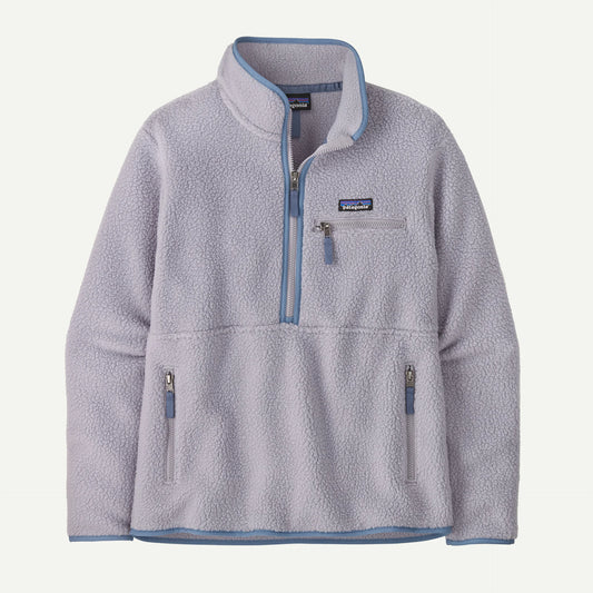 Gray fleece jacket with blue accents on a white background