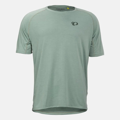 Green athletic shirt with a brand logo on a white background