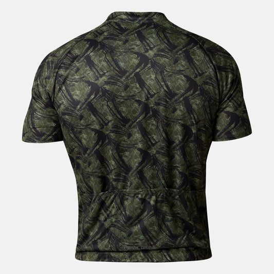 Green camouflage-patterned shirt on a white background