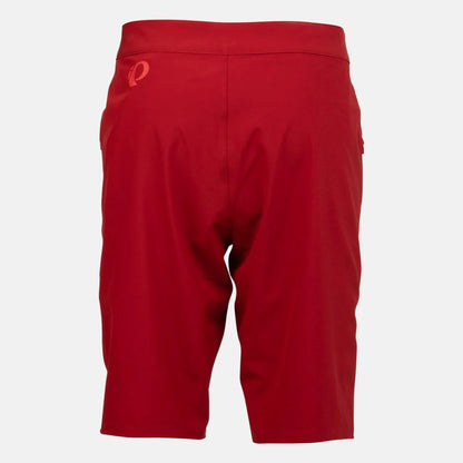 Red cycling shorts with a brand logo on a white background