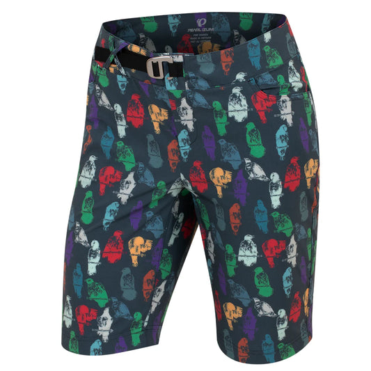 Colorful patterned shorts on a white background