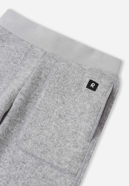 Gray sweatpants with a brand logo on a white background