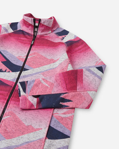 Pink and purple patterned jacket on a white background