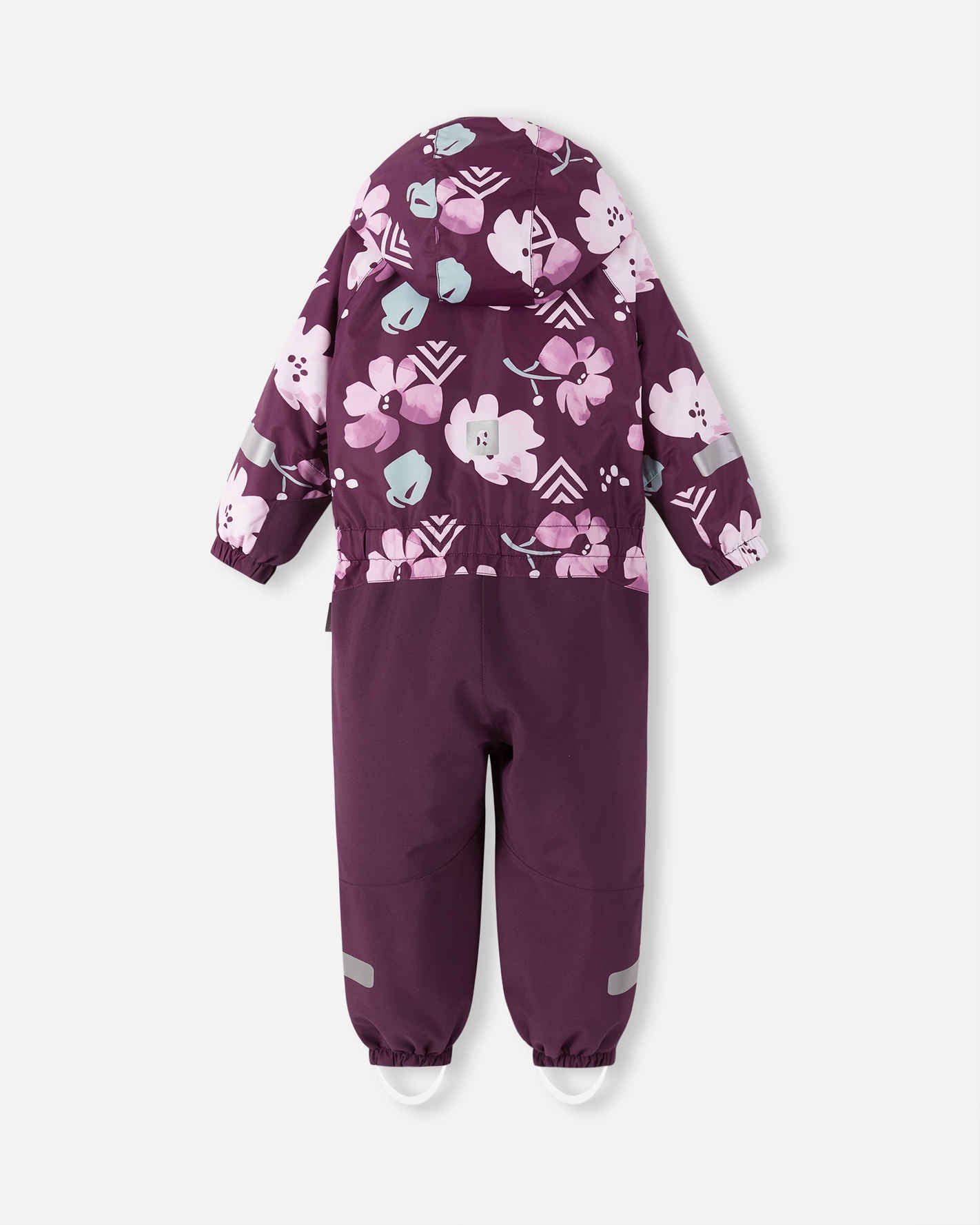 Children's snowsuit with floral pattern on a white background