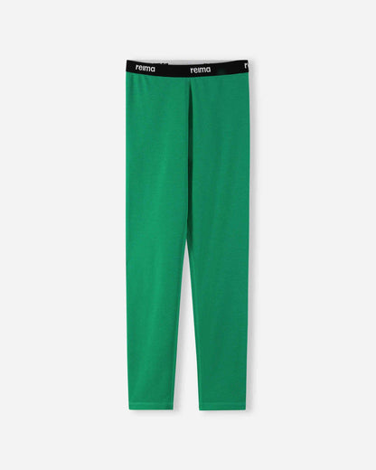 Green compression leggings with a brand logo on a white background