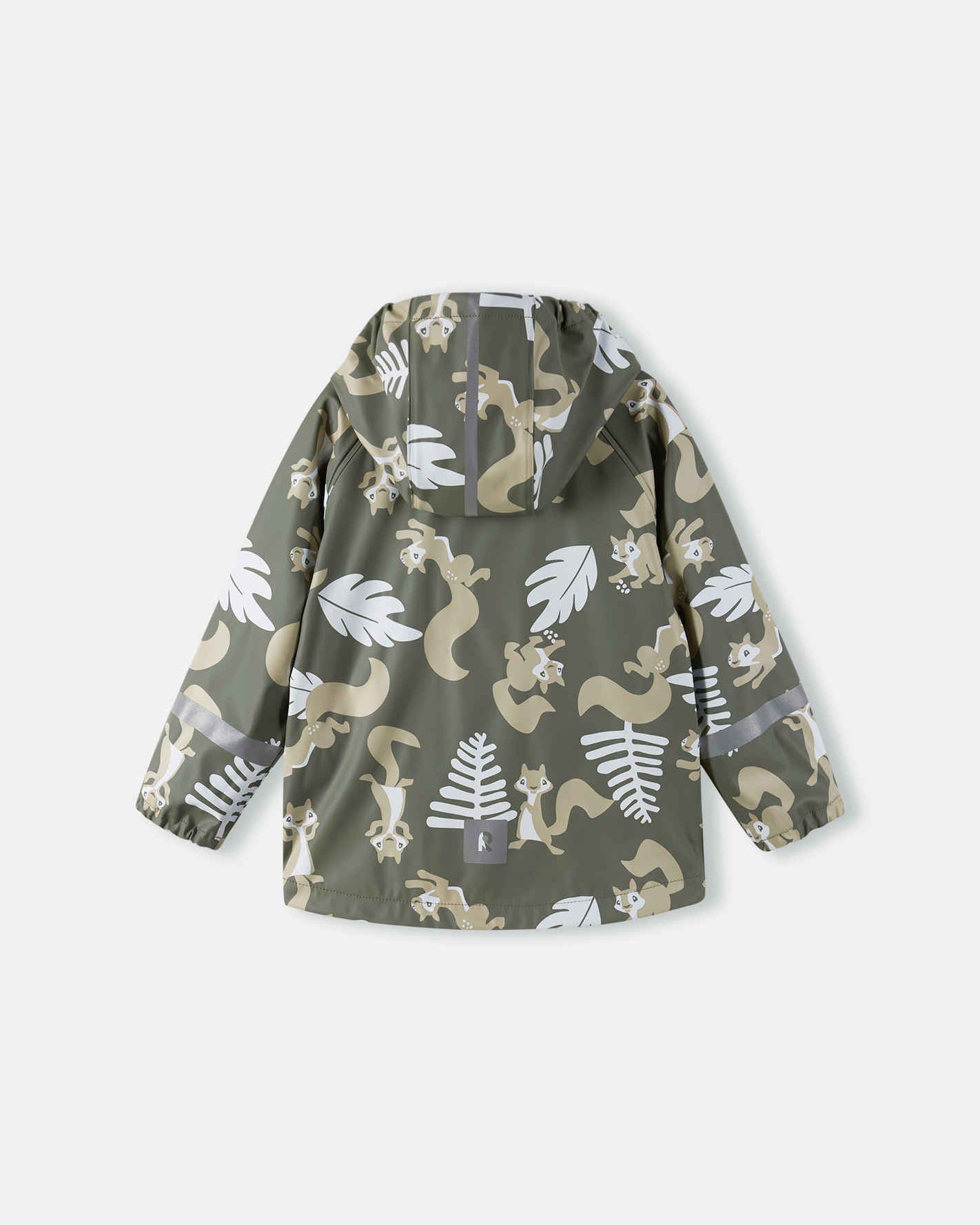 Children's jacket with animal print on a light gray background