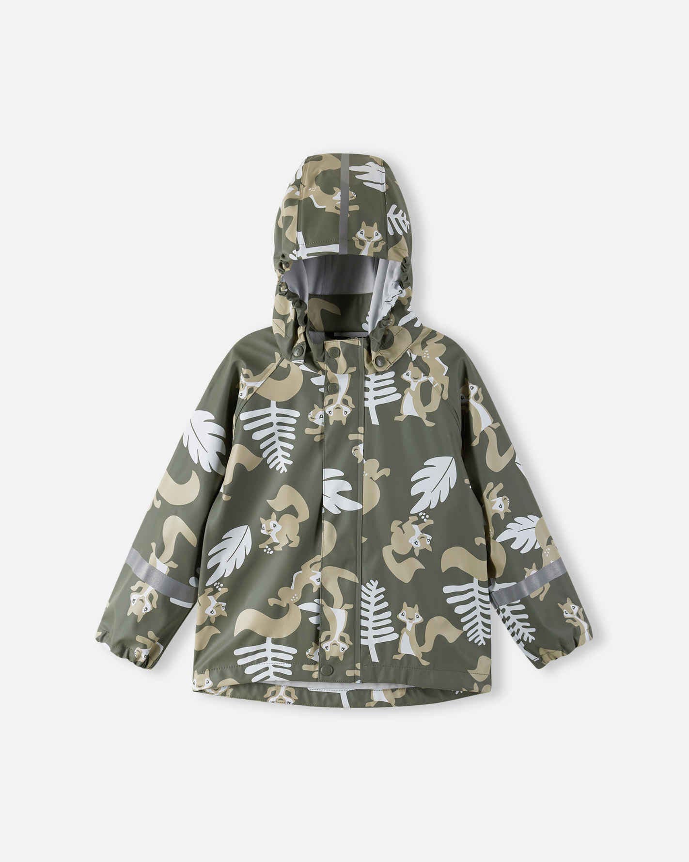 Children's raincoat with animal pattern on a white background