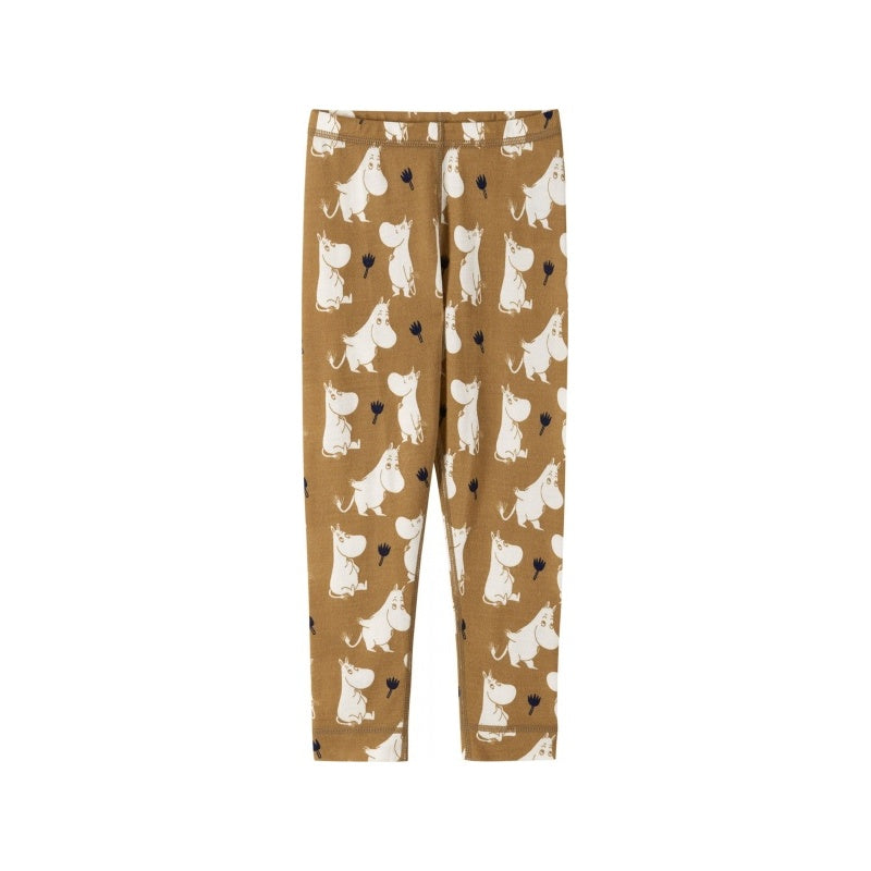 Leggings with white dog pattern on a brown background