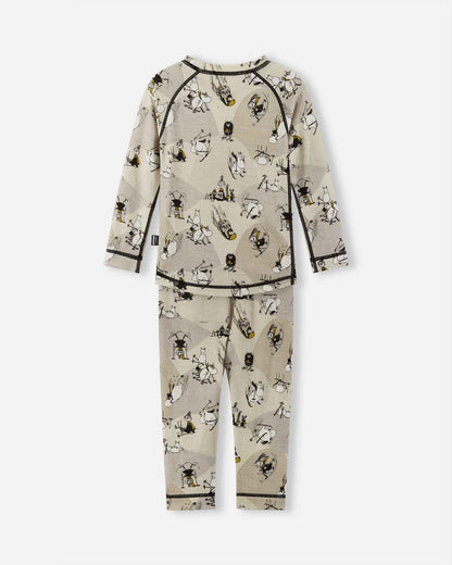 Children's onesie with a pattern on a white background