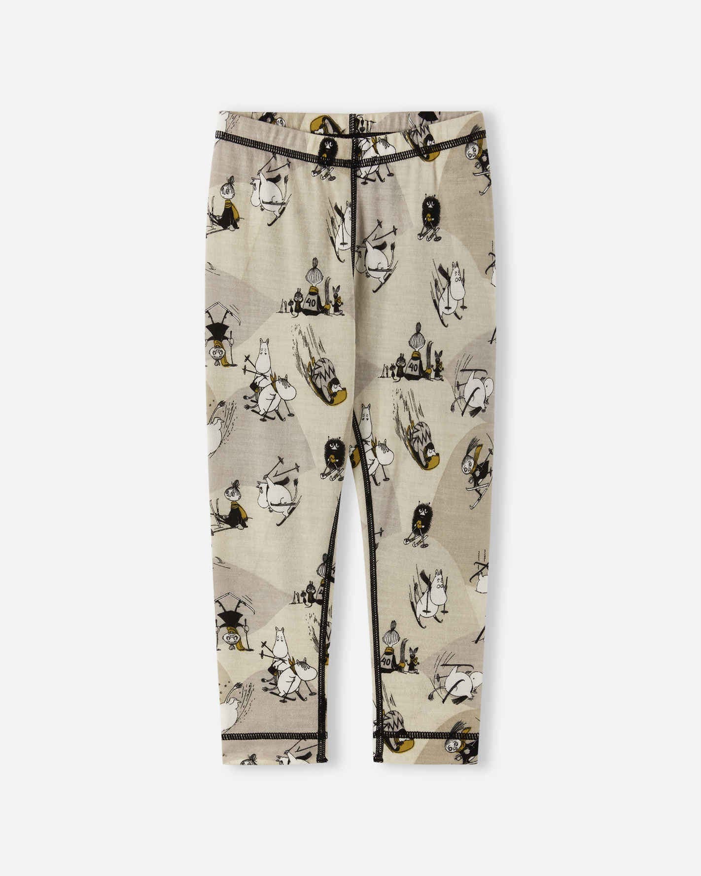 Pajama pants with a cartoon character print on a white background