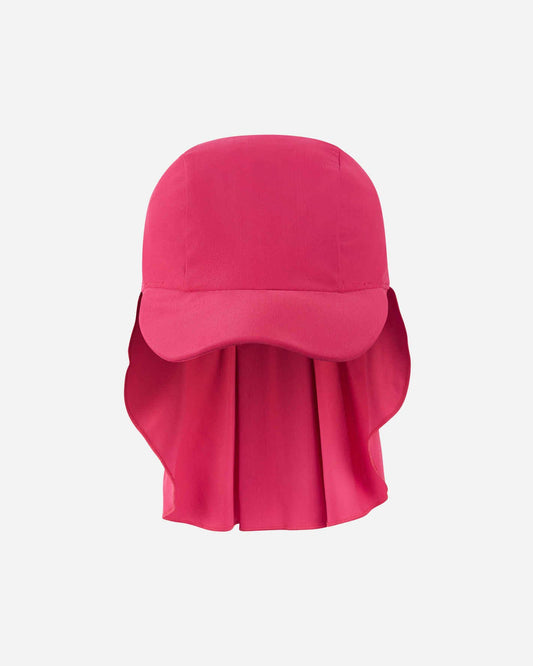 Pink cap with a matching face shield on a white background