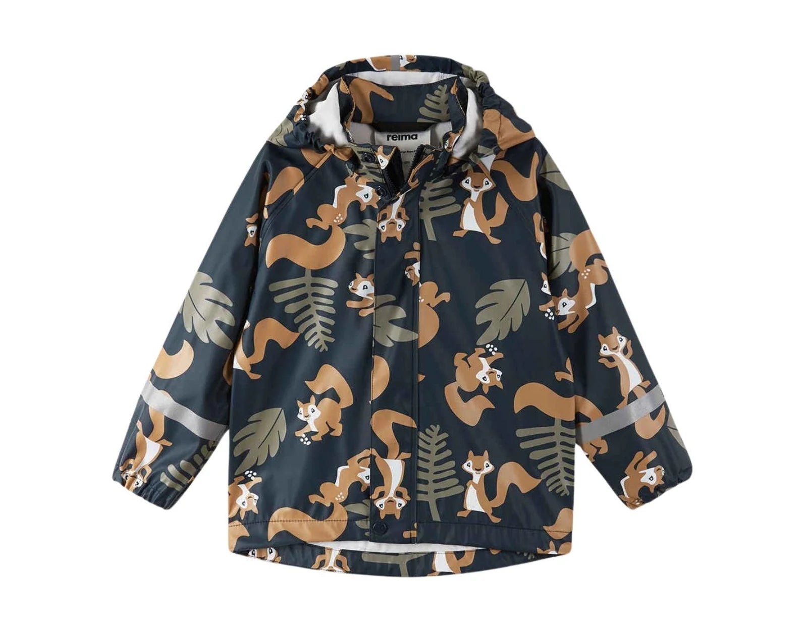 Children's jacket with squirrel pattern on a white background
