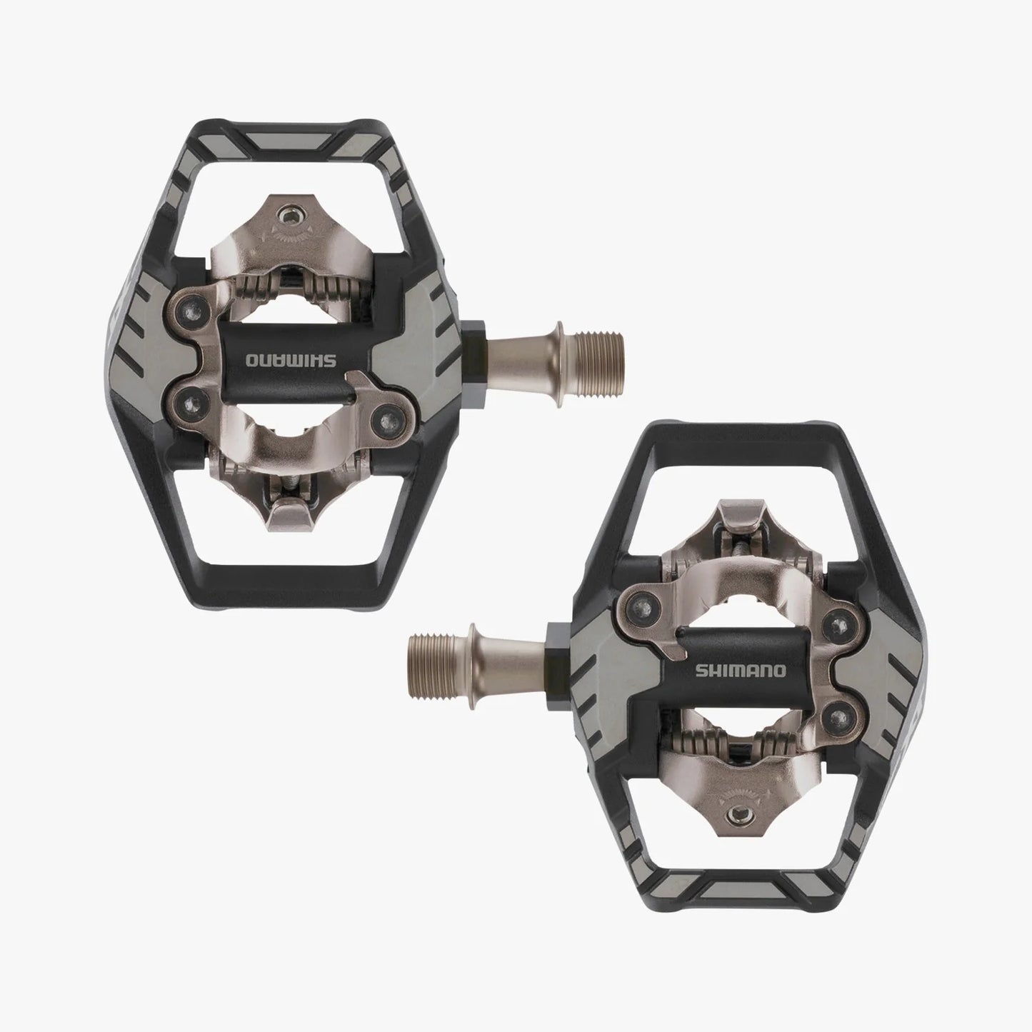 Shimano bicycle pedals on a white background