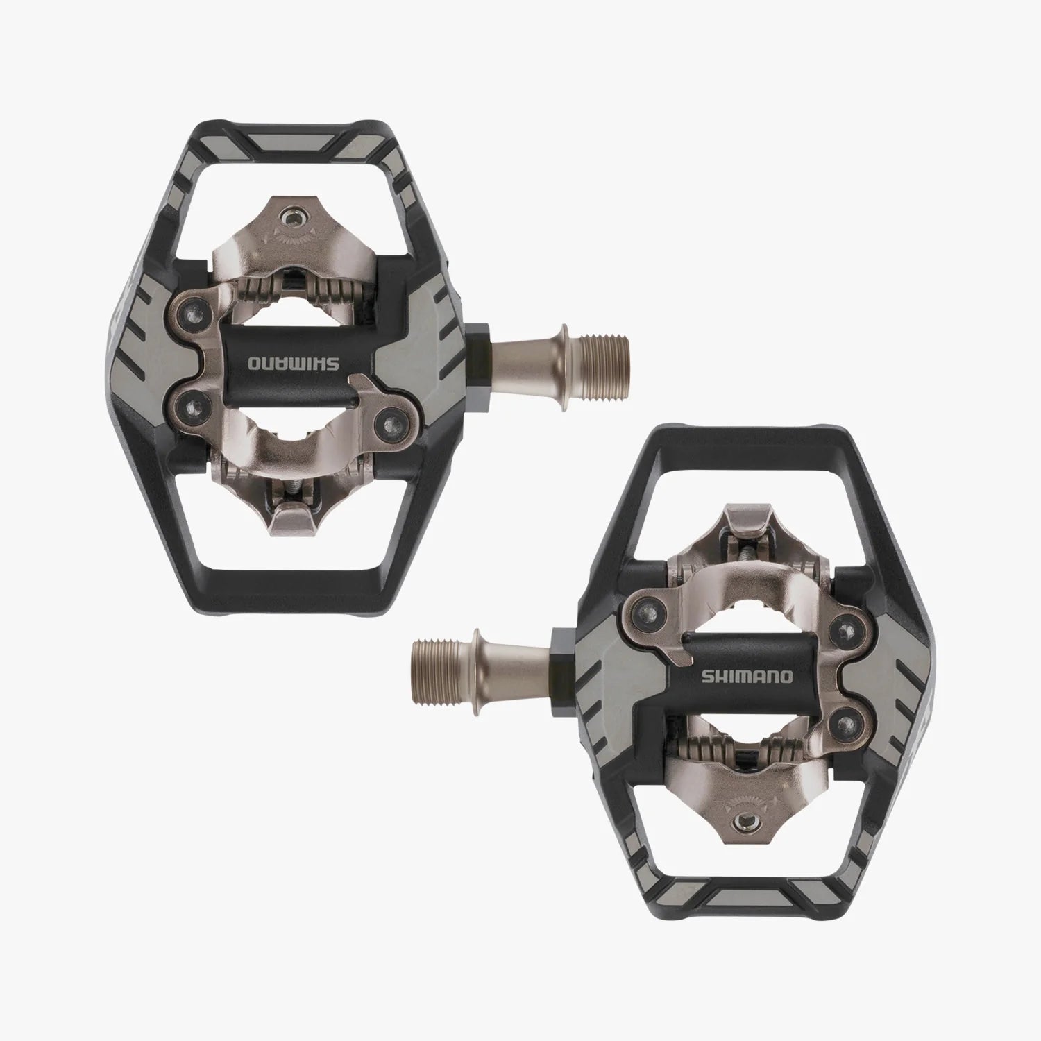 Shimano bicycle pedals on a white background