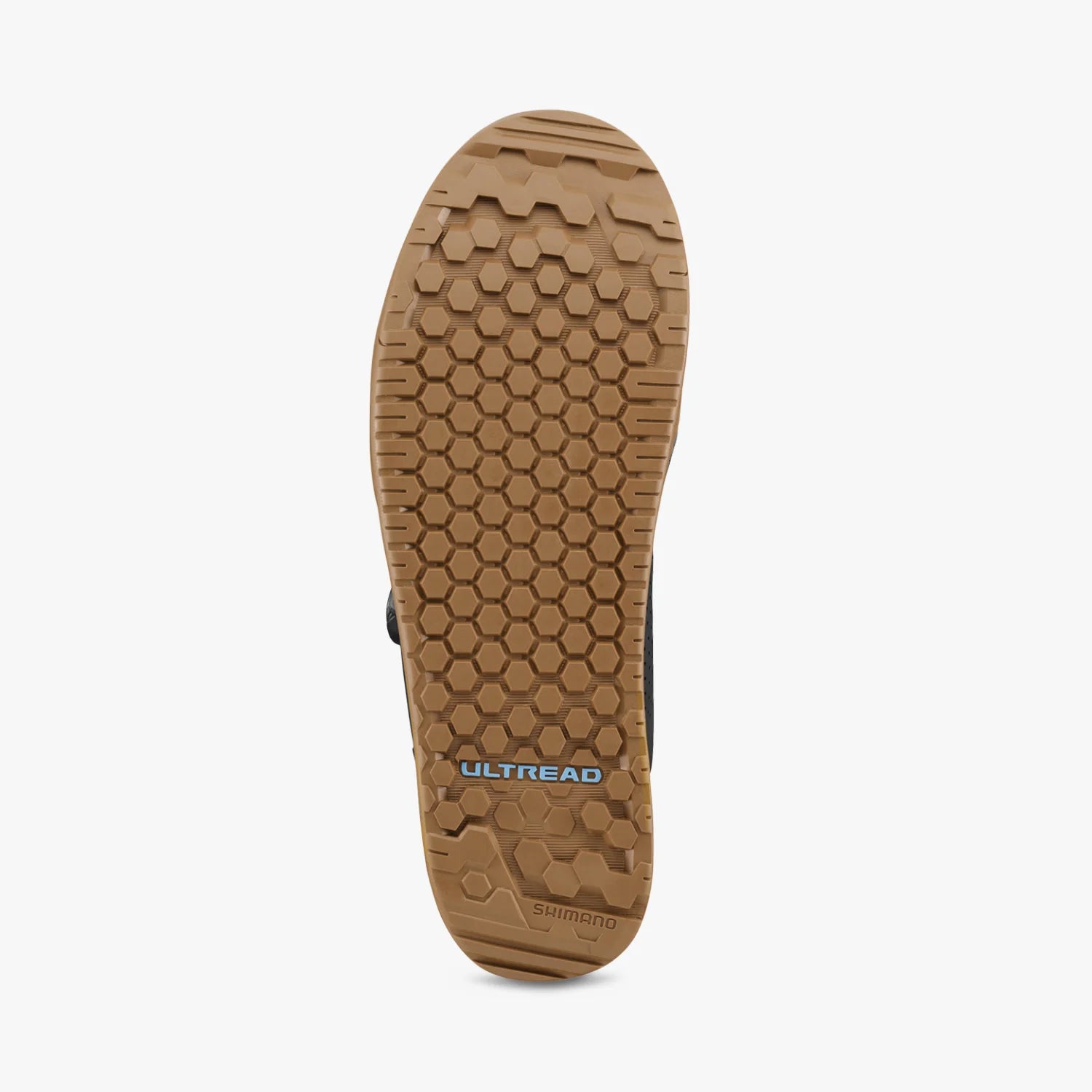 Close-up of a shoe sole with 'Ultread' branding on a white background