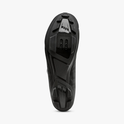 Black cycling shoe sole on a white background