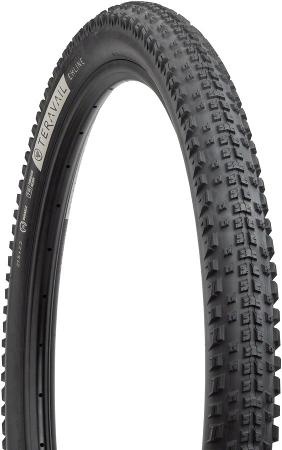 Bicycle tire with tread pattern on a white background