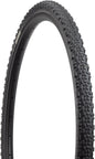 Bicycle tire with tread pattern on a white background