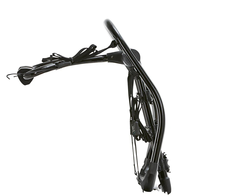 Black bicycle handlebar with wiring on a white background