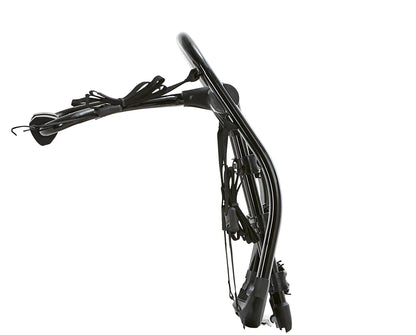 Black bicycle handlebar with wiring on a white background