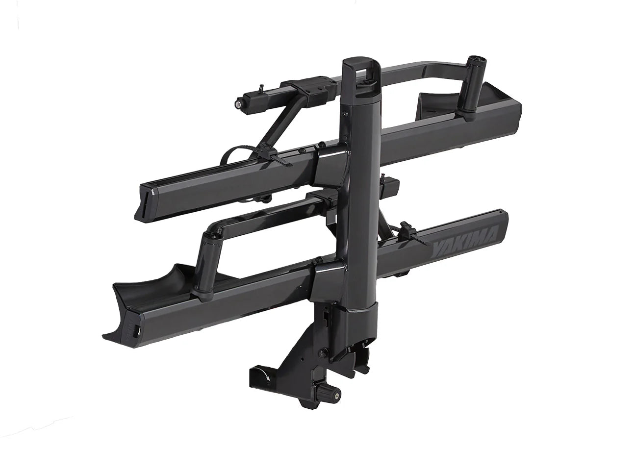 Black vehicle hitch receiver on a white background