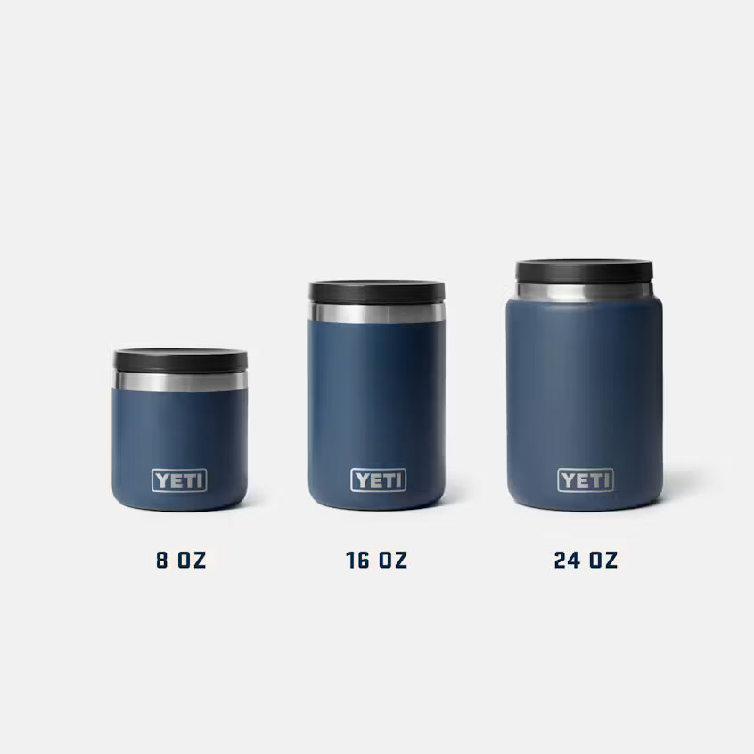 Three YETI insulated containers in different sizes on a white background