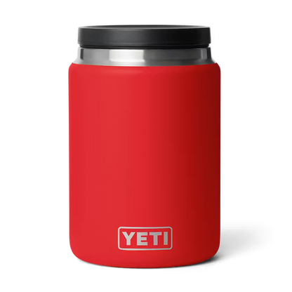 Red YETI mug with black lid on a white background