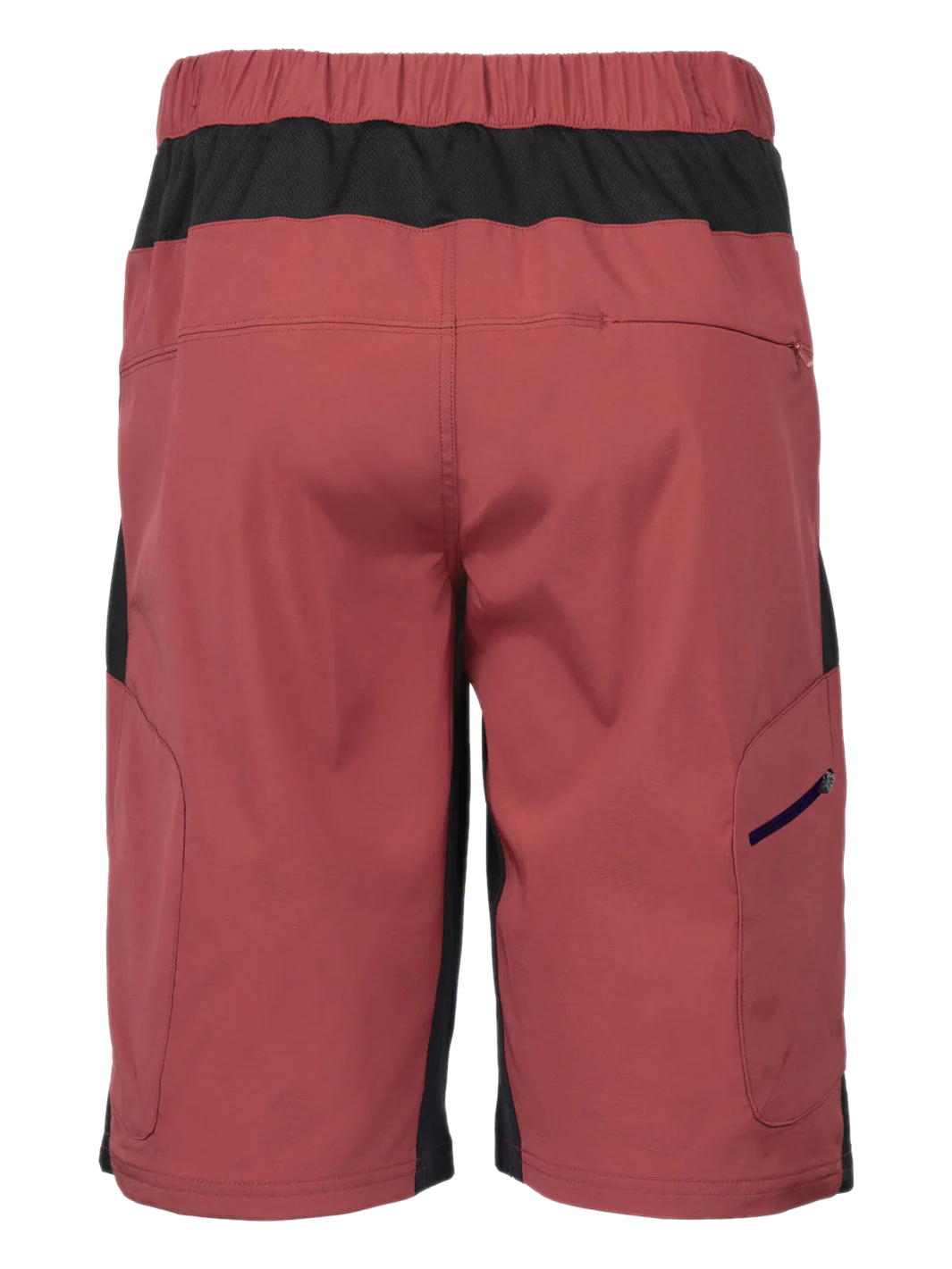 Red shorts with black accents on a white background